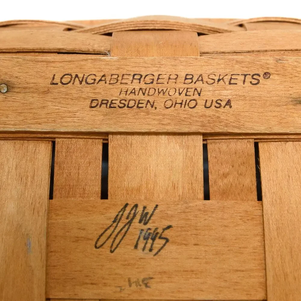 Longaberger 1995 Bread Basket With Garden Splendor Liner & Plastic Protector